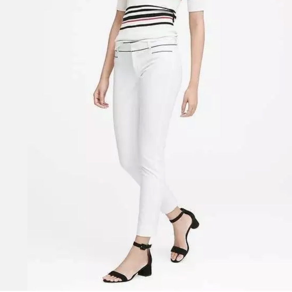 NWT Banana Republic Sloan White Pants with Piping